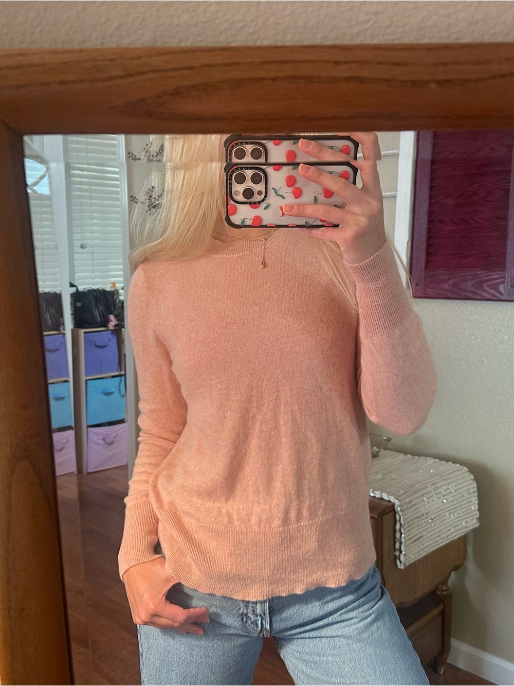 J Crew Women’s Lightweight Pink Cashmere Sweater